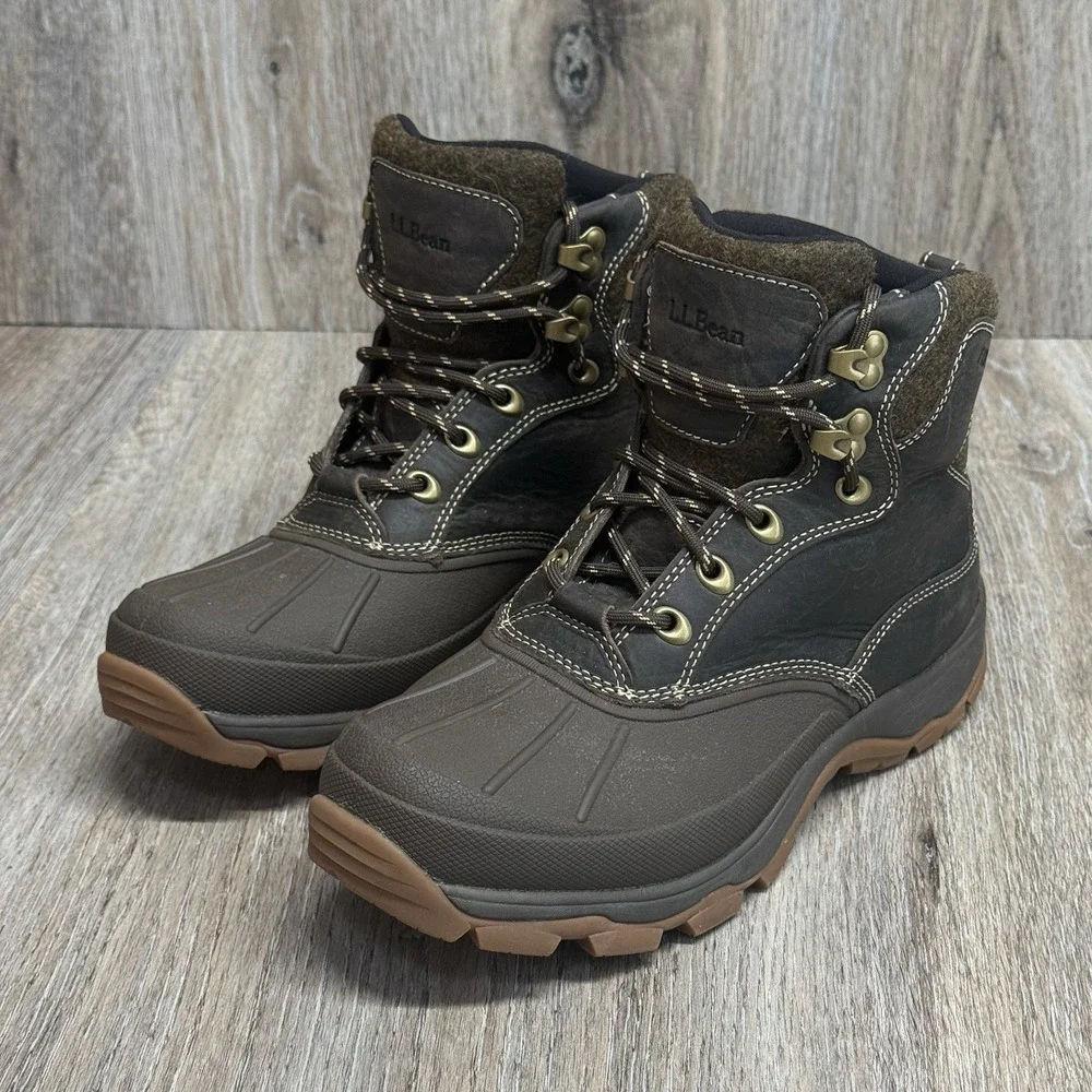 LL Bean Storm Chaser Boots Womens 9 Primaloft Waterproof Leather Upper Insulated